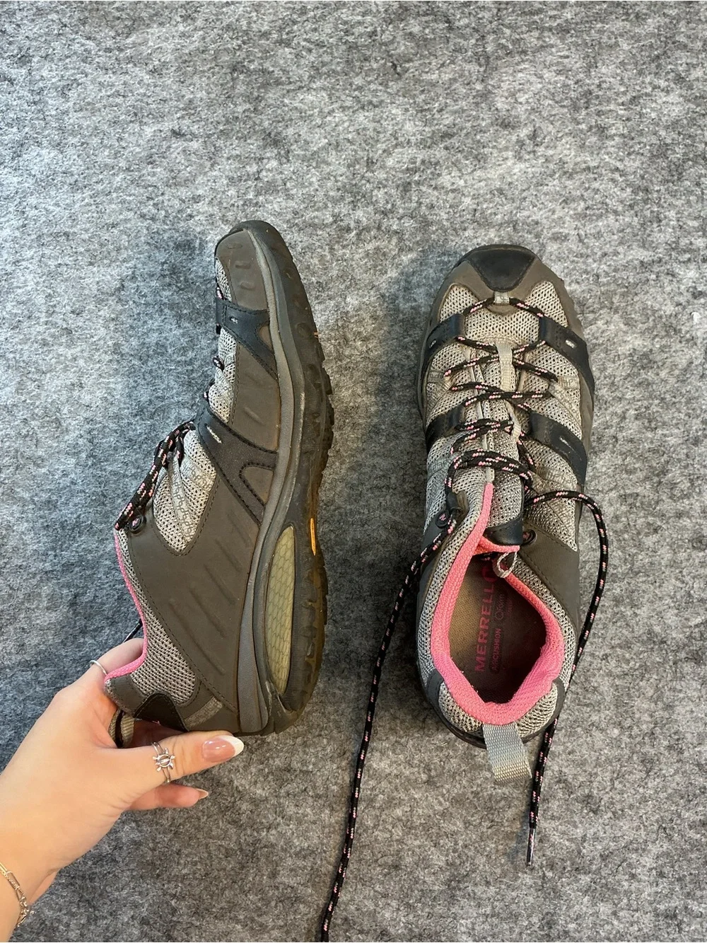 Merrell Women's Gray and Pink Trail Running Shoes Size 10